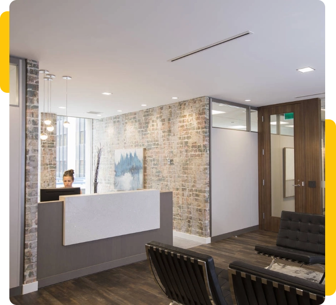 Woman at desk office reception