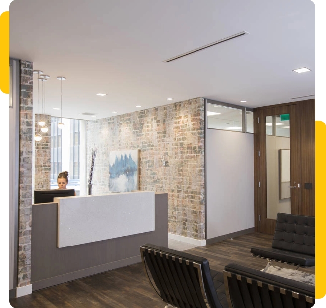 Young girl working office reception desk
