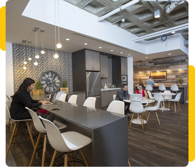 Group of people woking at lounge area coworking space
