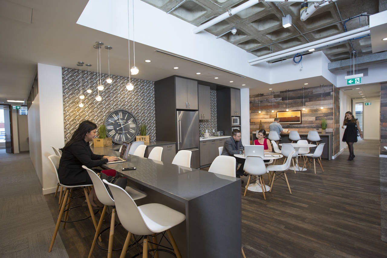 Group of people working daytime lounge area