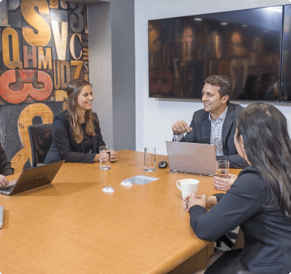 People talking office boardroom